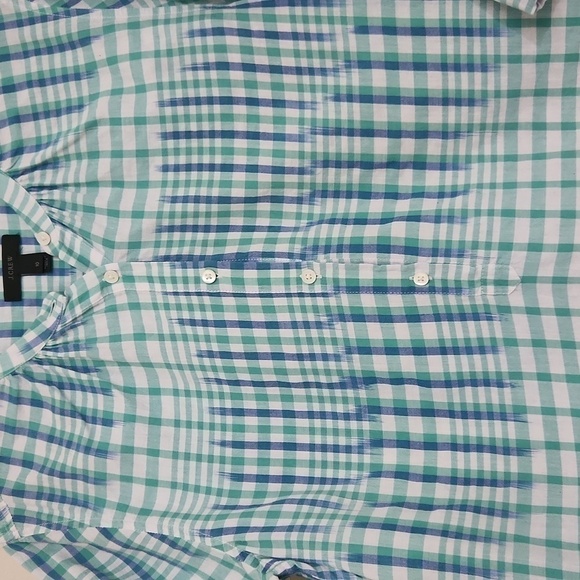 J.Crew Popover Shirt in Gingham Ikat Size 10 Large Casual Lagenlook Peasant - Picture 7 of 8